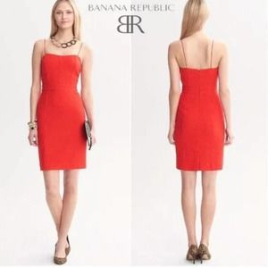 Banana Republic Wool Blend Piped Corset Dress in Vermillion Size 8